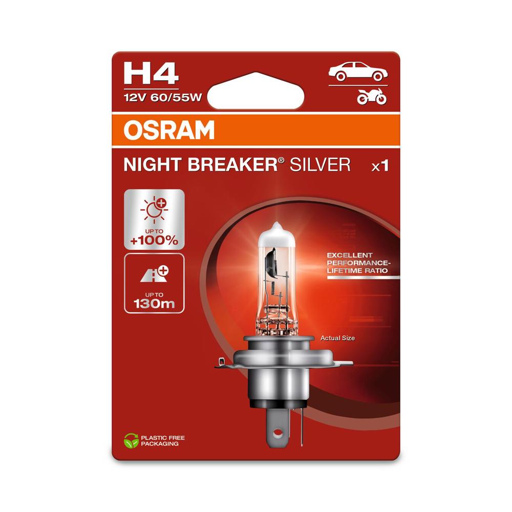 Bec 12V H4 6055 W Night Breaker Silver 100 Blister 1 Buc Osram